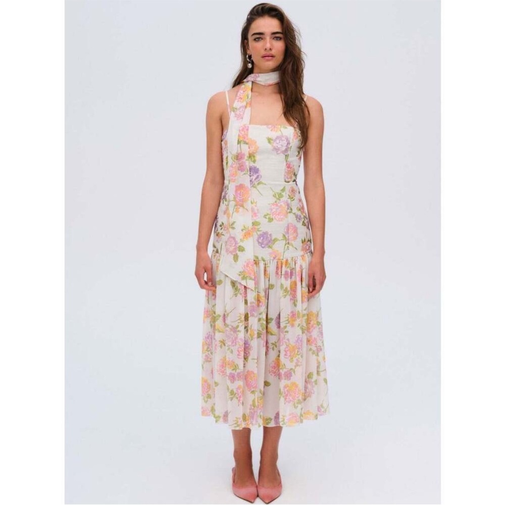 For Love and Lemons Cleodora Midi Dress - L / White